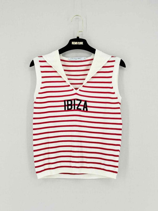 CHRISTIAN DIOR Dioriviera Red & White Size US 4 Top