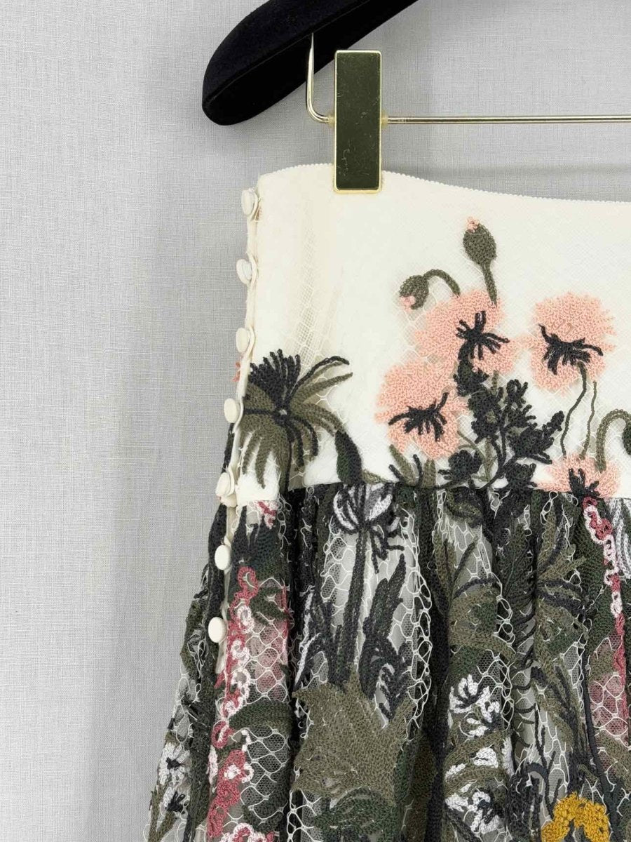 CHRISTIAN DIOR Khaki Multicolor Size US 6 Midi Skirt