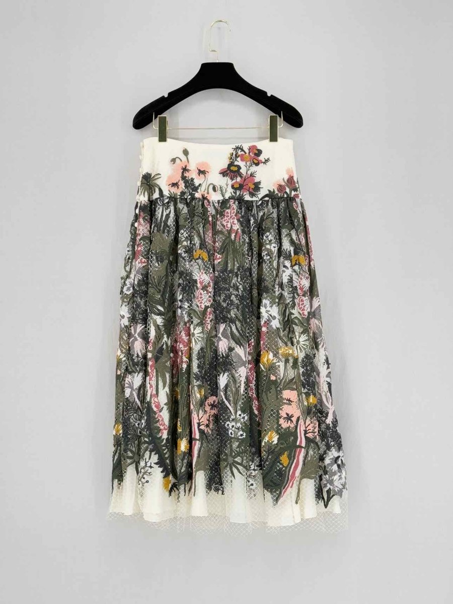 CHRISTIAN DIOR Khaki Multicolor Size US 6 Midi Skirt