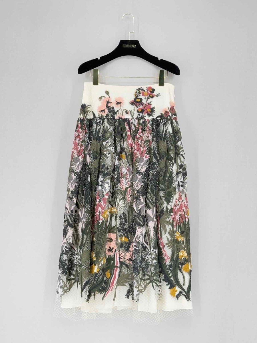 CHRISTIAN DIOR Khaki Multicolor Size US 6 Midi Skirt