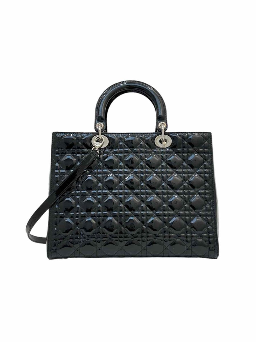 CHRISTIAN DIOR Lady Dior Black Quilted Top Handle