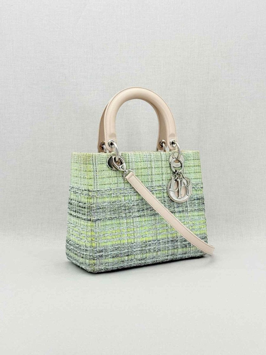 CHRISTIAN DIOR Lady Dior Green & Sliver Top Handle