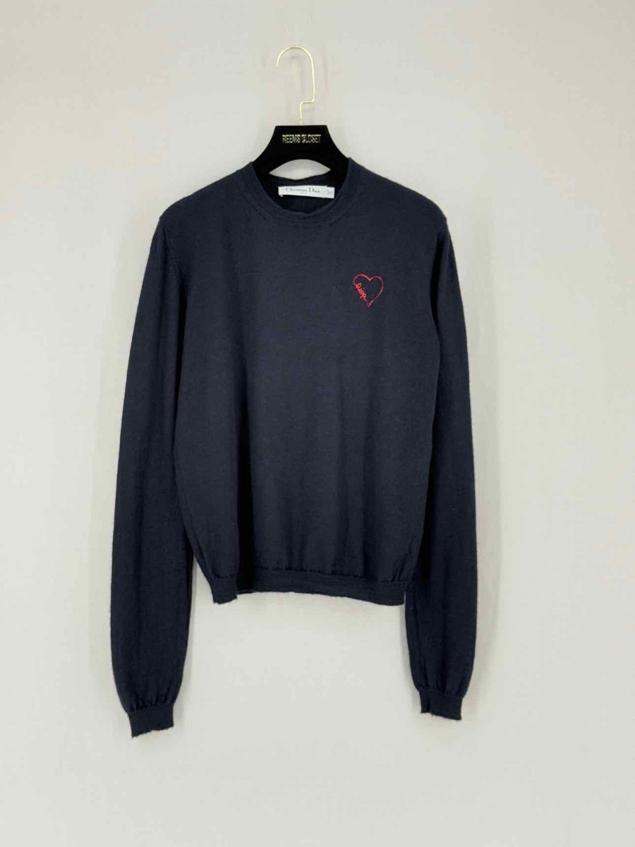 CHRISTIAN DIOR Navy Blue Heart Size US 6 Sweater