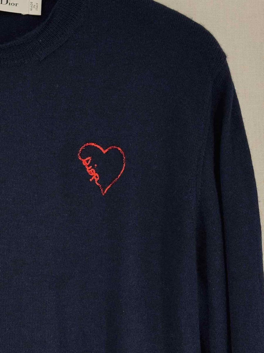 CHRISTIAN DIOR Navy Blue Heart Size US 6 Sweater