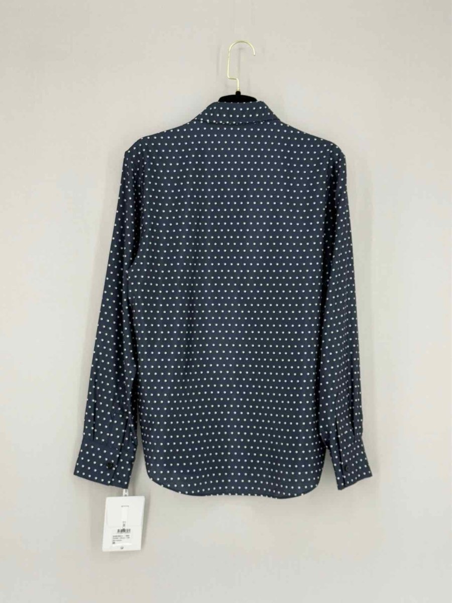 CHRISTIAN DIOR Navy Blue Polka Dot Size US 4 Shirt