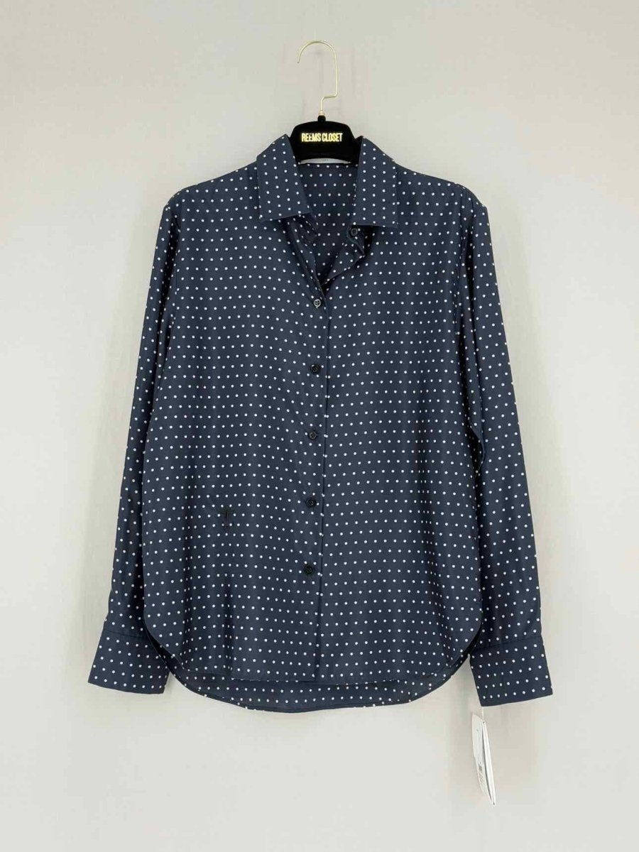 CHRISTIAN DIOR Navy Blue Polka Dot Size US 4 Shirt