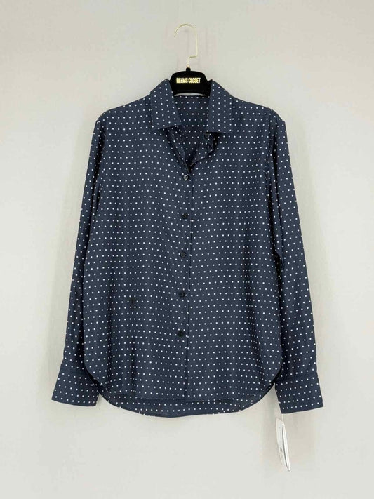 CHRISTIAN DIOR Navy Blue Polka Dot Size US 4 Shirt