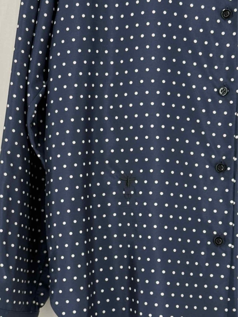 CHRISTIAN DIOR Navy Blue Polka Dot Size US 4 Shirt