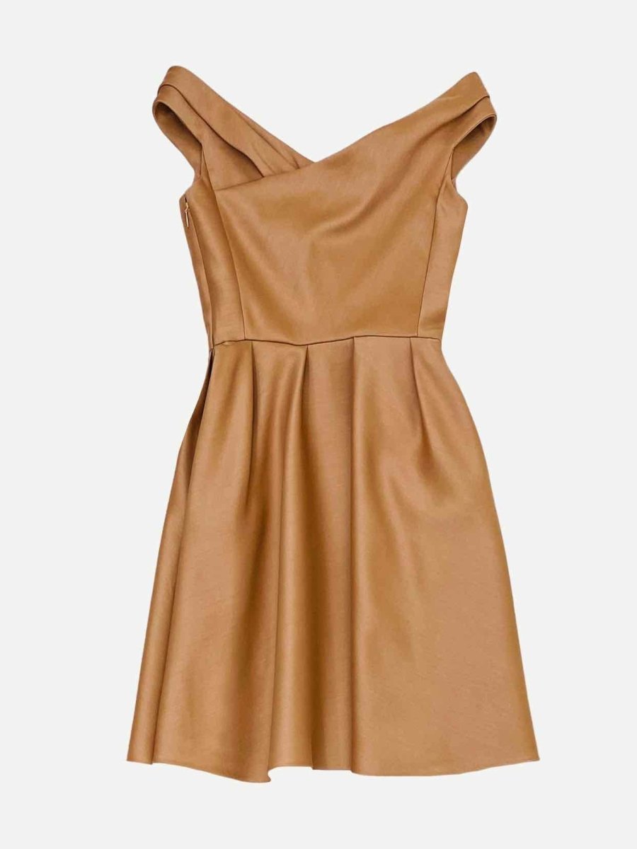 CHRISTIAN DIOR Off Shoulder Mocha Size US 8 Short Dress