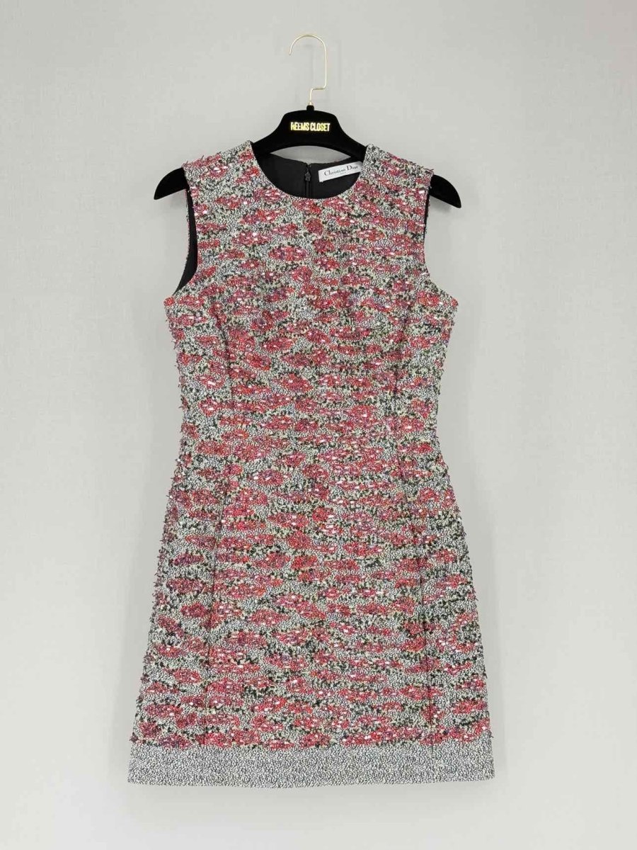 CHRISTIAN DIOR Red Multicolor Size US 4 Short Dress
