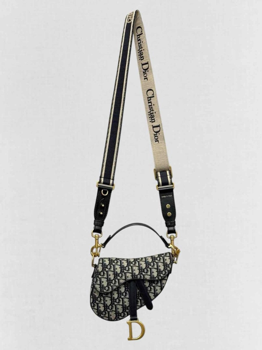 DIOR Navy Blue Oblique Saddle Bag