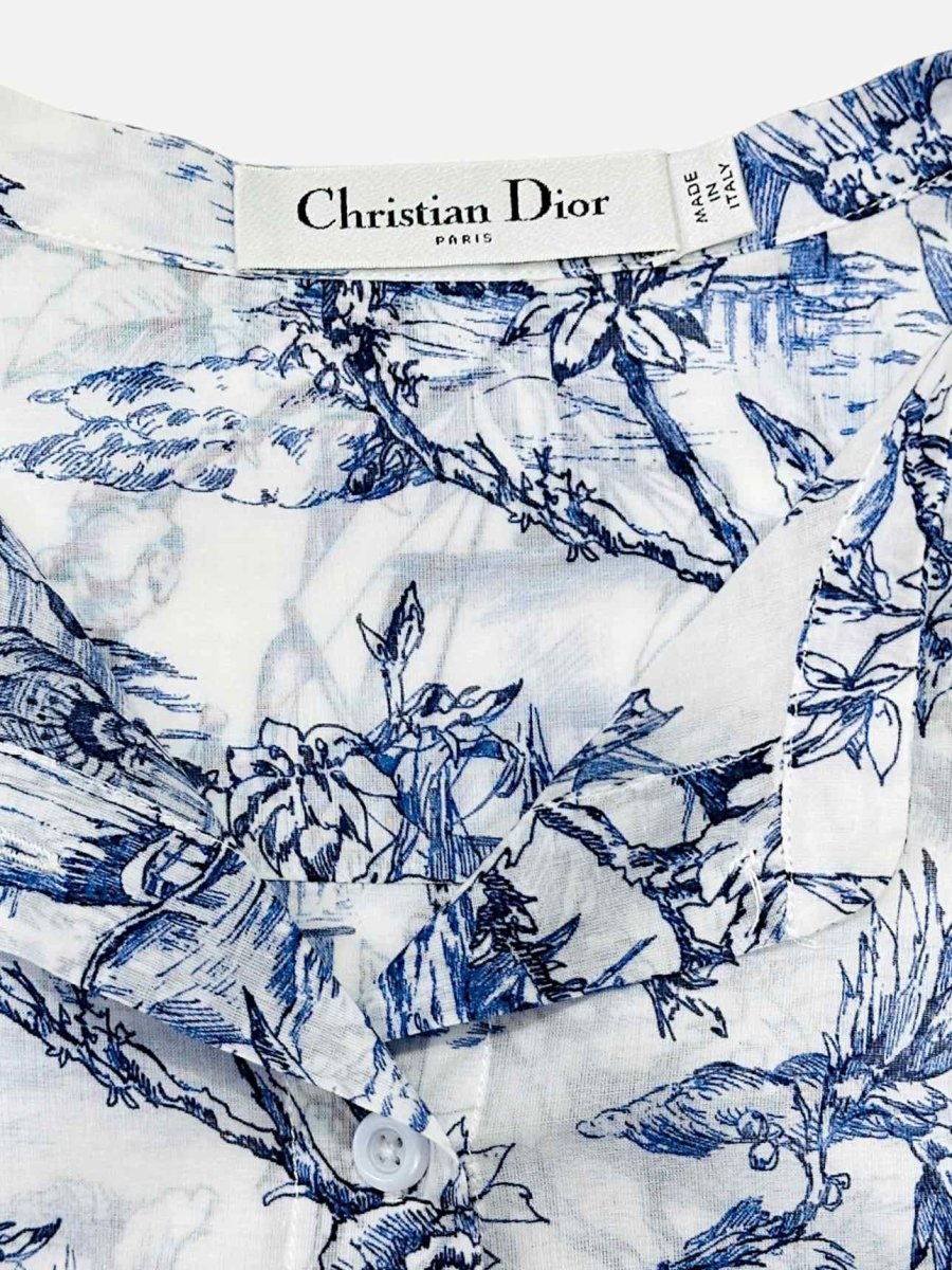 DIOR Sheer White & Blue Size US 8 Short Dress