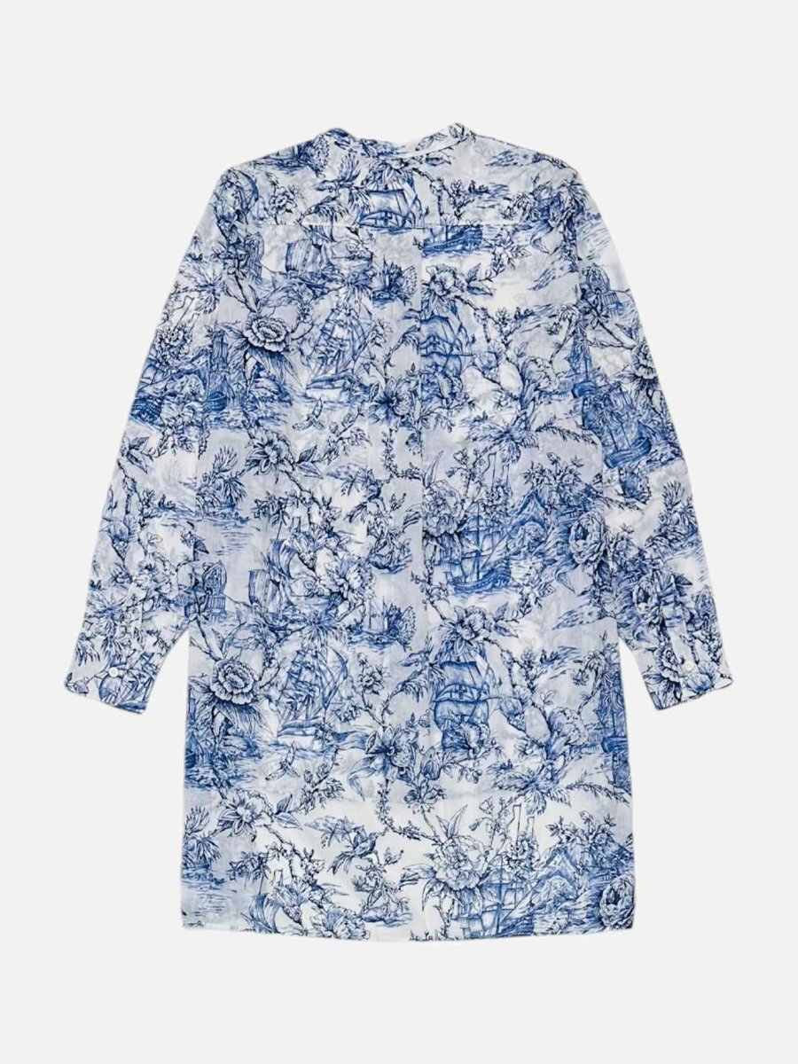 DIOR Sheer White & Blue Size US 8 Short Dress