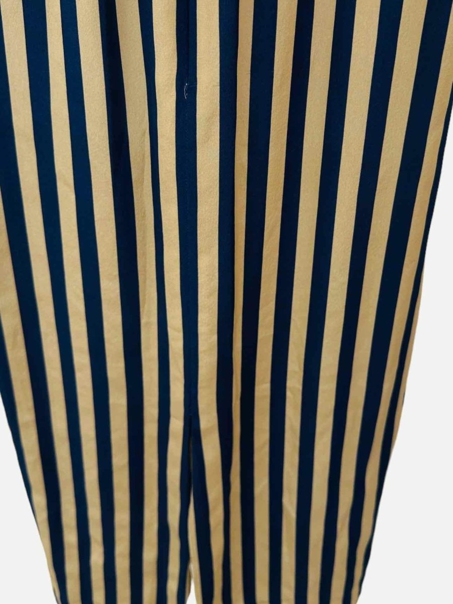 FENDI Beige & Navy Blue Striped Size XSmall Midi Dress