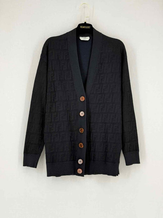 FENDI Black FF Jacquard Size US 4 Cardigan