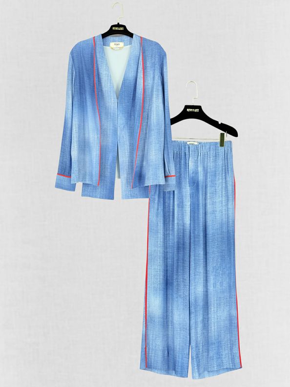 FENDI Blue w/ Red Pipeline Size US 8 Outfit Set