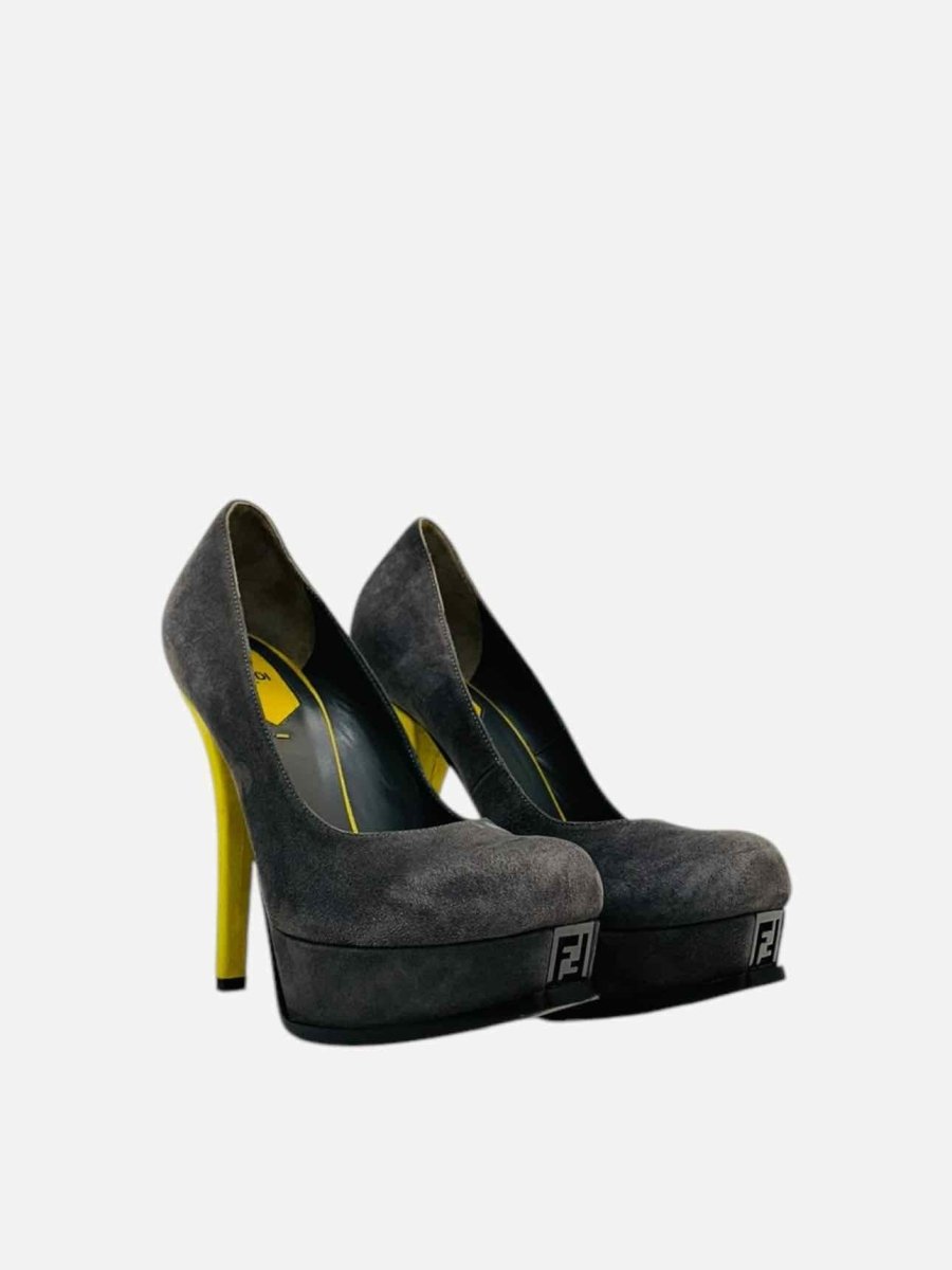 FENDI Fendista Grey & Yellow Size EU 39 Pumps