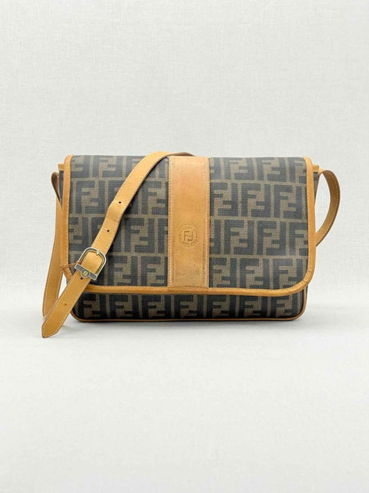 FENDI Flap Bronze & Black Zucca Shoulder Bag