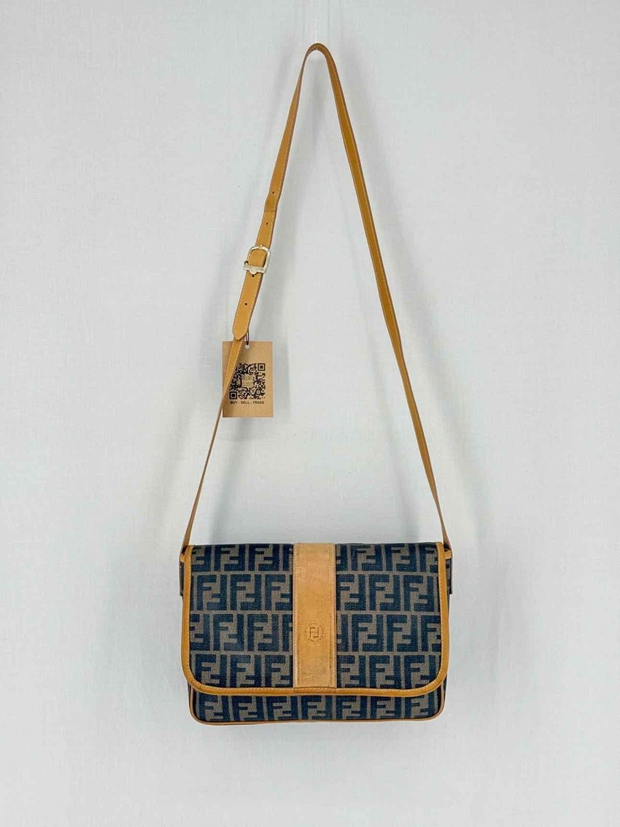 FENDI Flap Bronze & Black Zucca Shoulder Bag