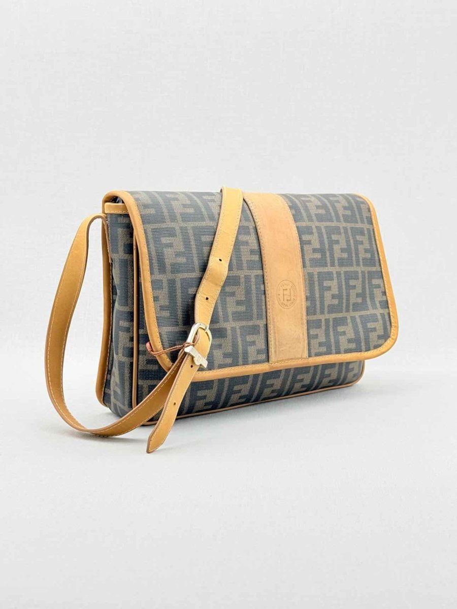 FENDI Flap Bronze & Black Zucca Shoulder Bag