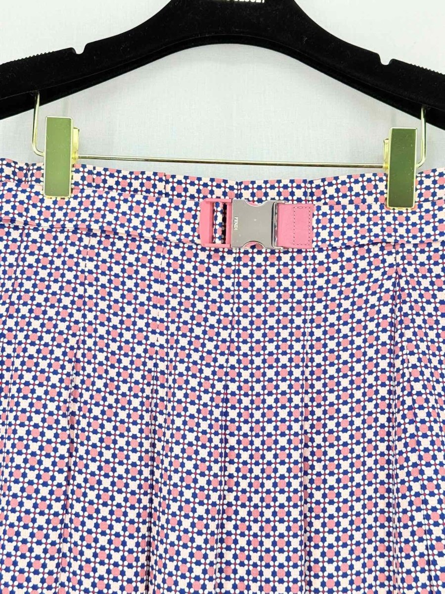 FENDI Pink & Blue Printed Size US 4 Midi Skirt