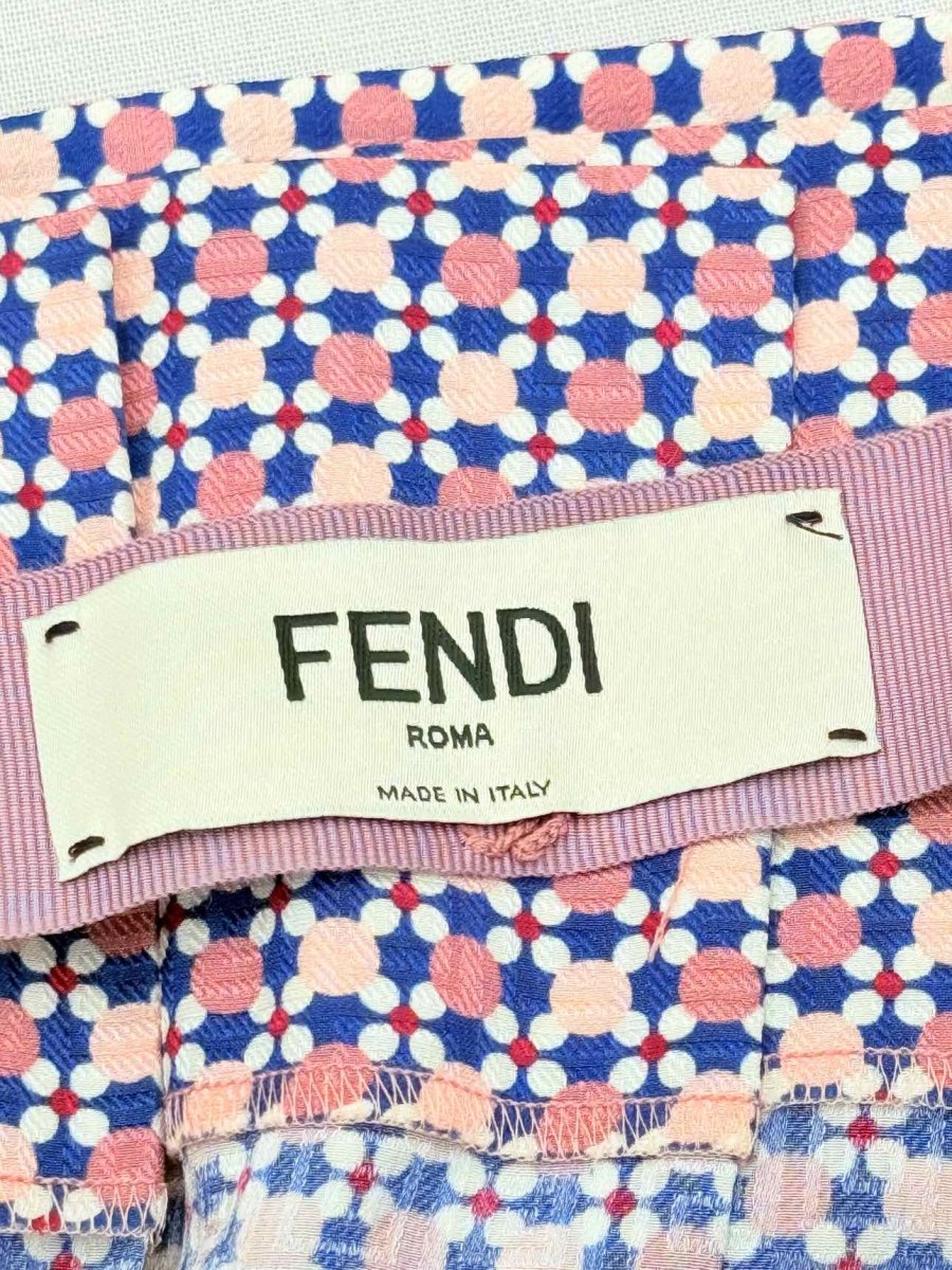 FENDI Pink & Blue Printed Size US 4 Midi Skirt