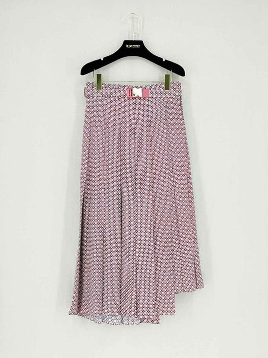 FENDI Pink & Blue Printed Size US 4 Midi Skirt