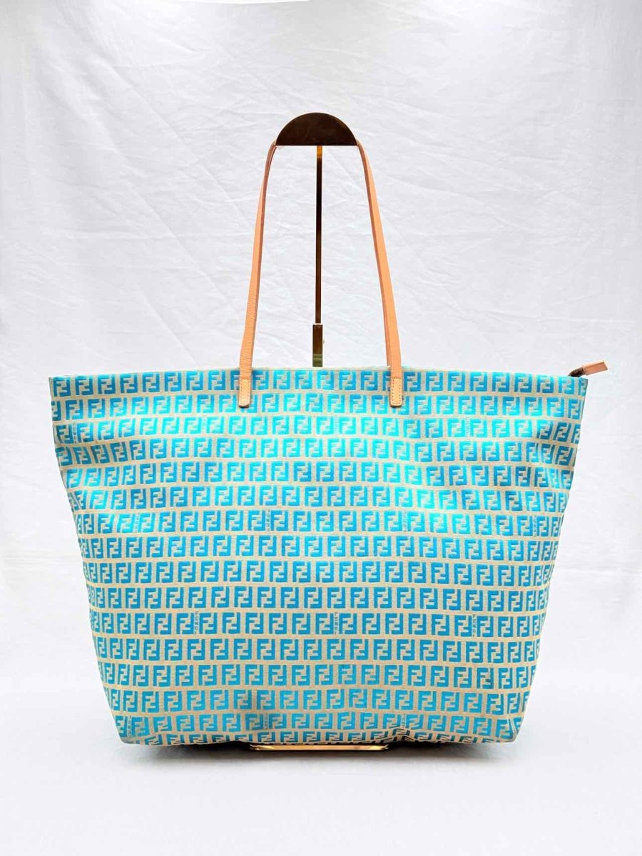 FENDI Roll Blue & White Zucchino Tote Bag