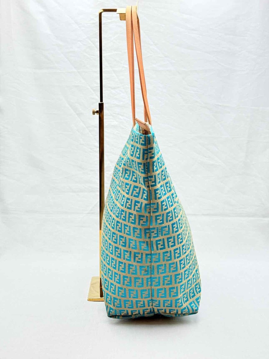 FENDI Roll Blue & White Zucchino Tote Bag