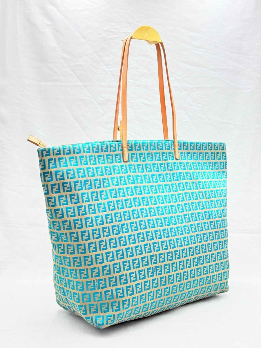 FENDI Roll Blue & White Zucchino Tote Bag