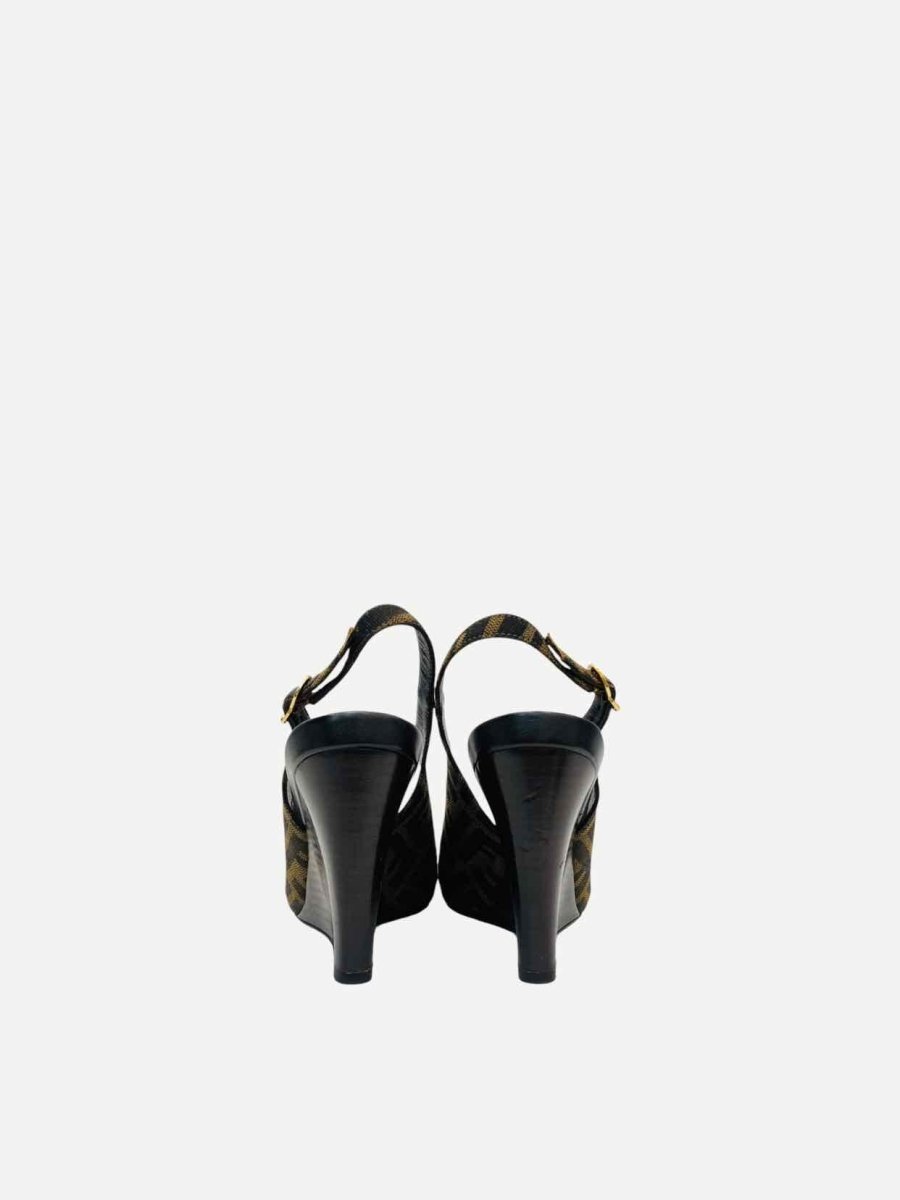 FENDI Slingback Black & Brown Size EU 39 Wedges