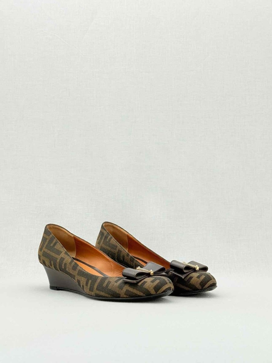 FENDI Wedge Brown FF Zucca Size EU 38 Pumps
