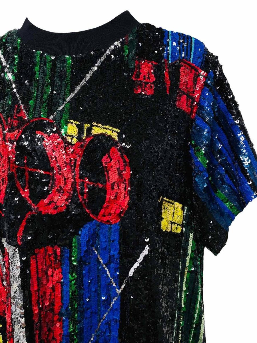 LOUIS VUITTON Black Multicolor Size US 6 Short Dress