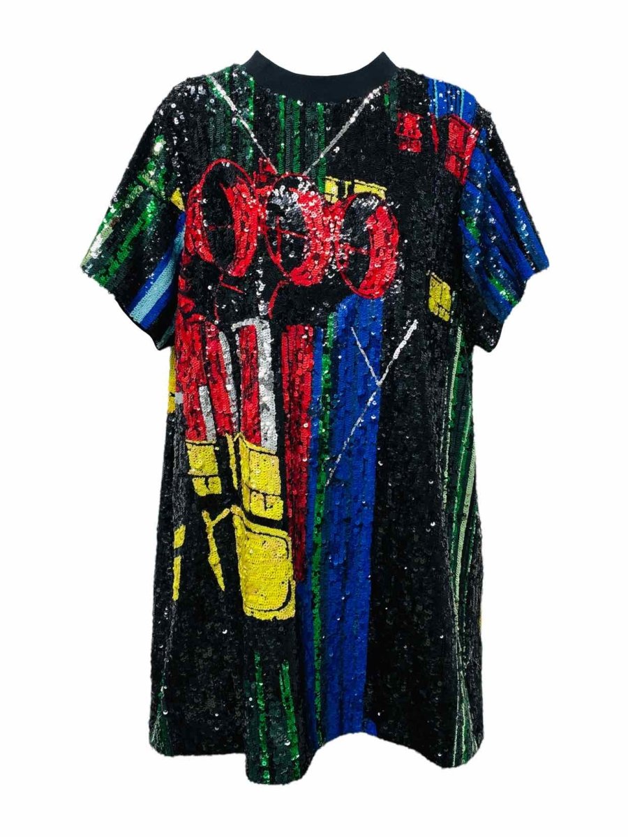 LOUIS VUITTON Black Multicolor Size US 6 Short Dress
