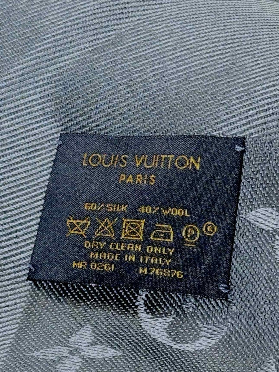 LOUIS VUITTON Blue Fringed Scarf
