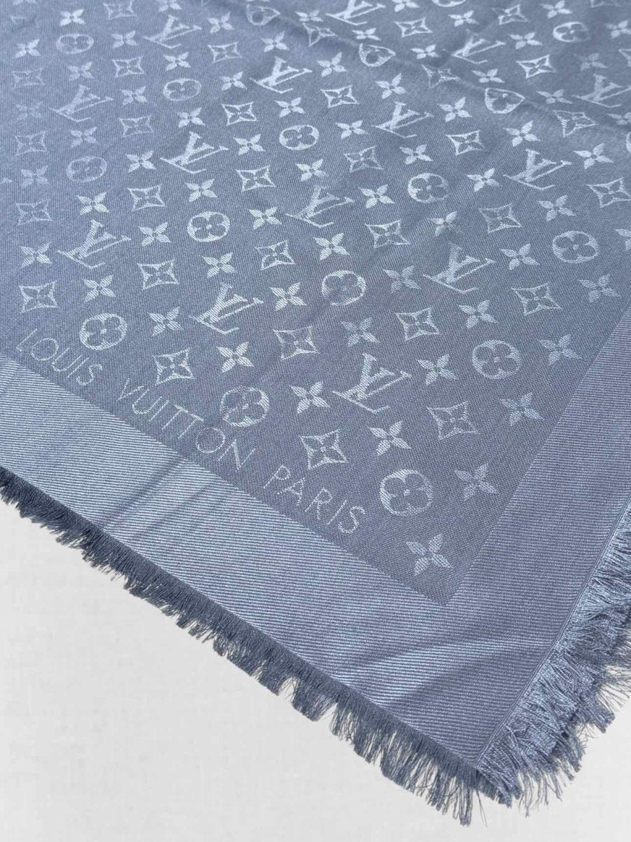 LOUIS VUITTON Blue Fringed Scarf