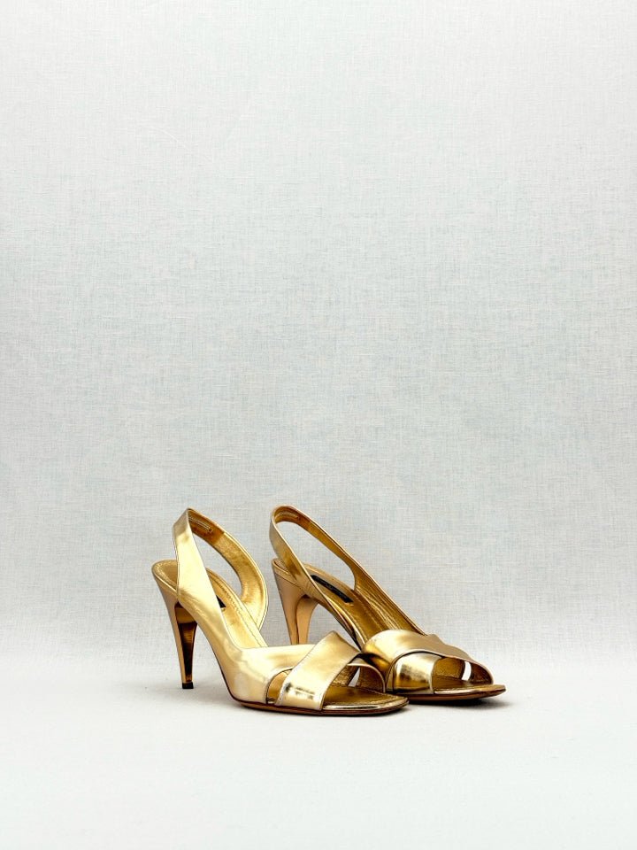 LOUIS VUITTON Criss-Cross Gold Size EU 38 Slingbacks