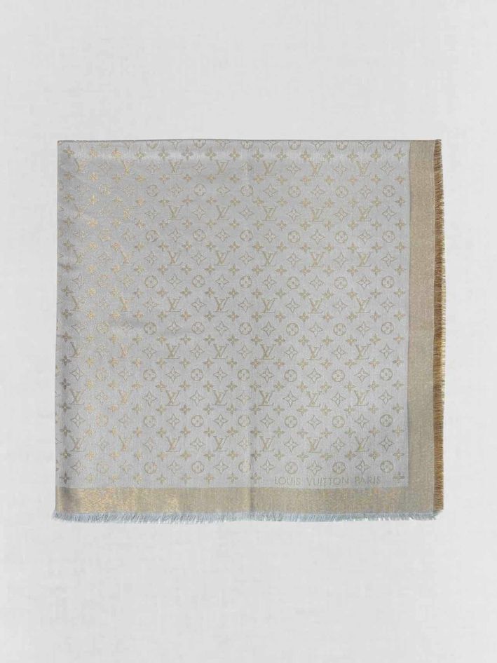 LOUIS VUITTON Grey & Beige Shawl