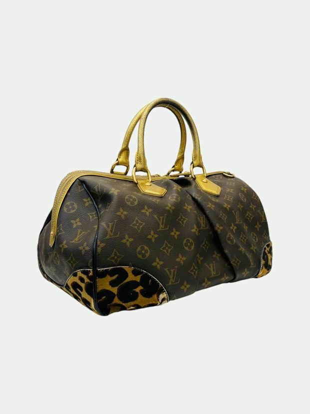 LOUIS VUITTON Leopard Stephen Brown & Gold Top Handle