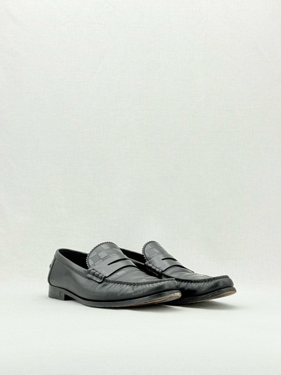 LOUIS VUITTON Santiago Black Damier Size EU 10 Loafers