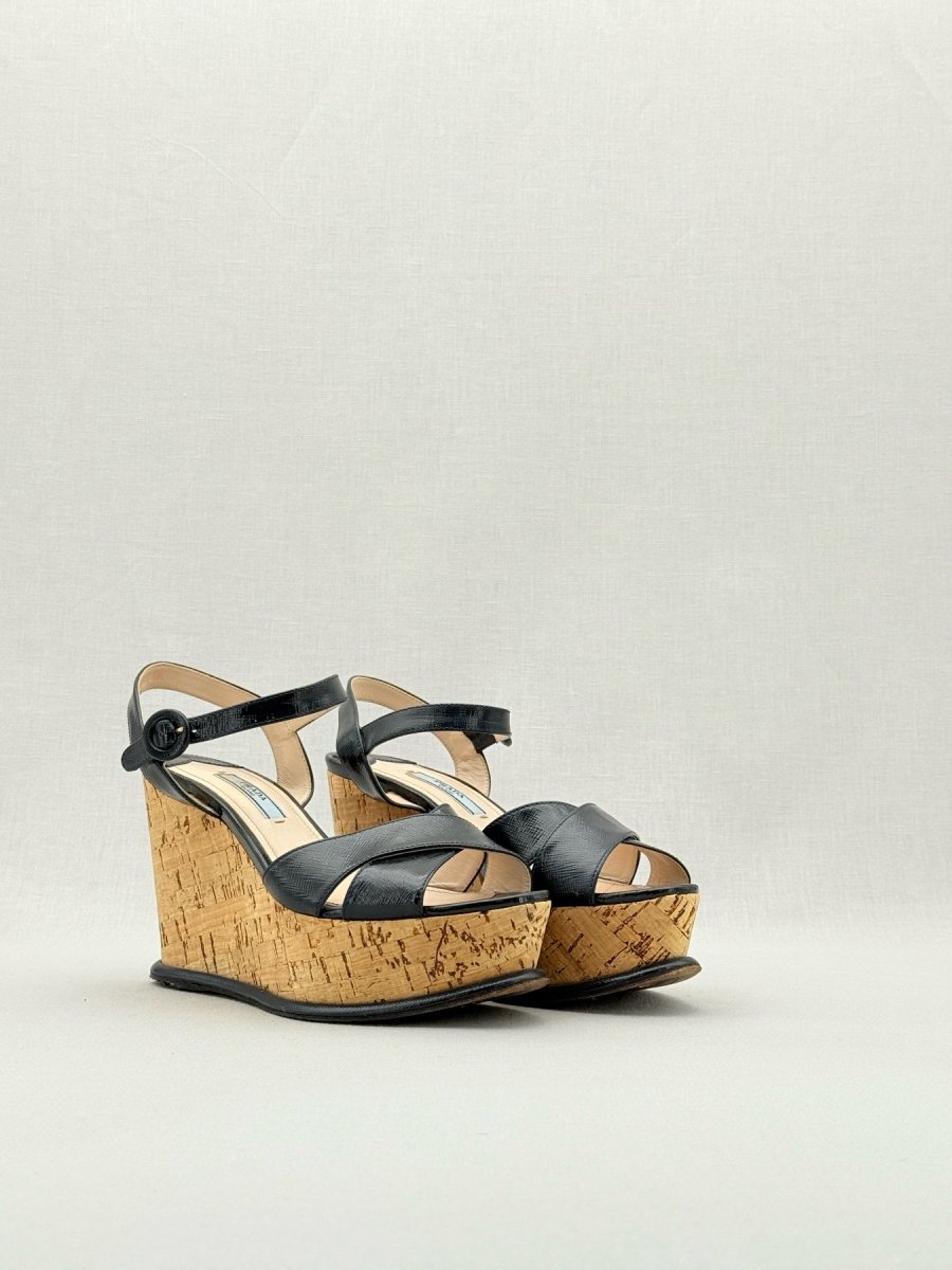 PRADA Black Size EU 37.5 Wedges