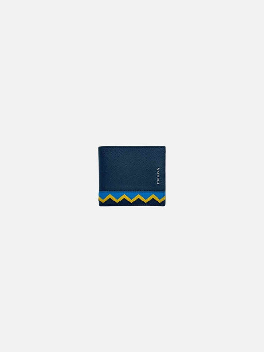 PRADA Blue w/ Yellow Compact Wallet