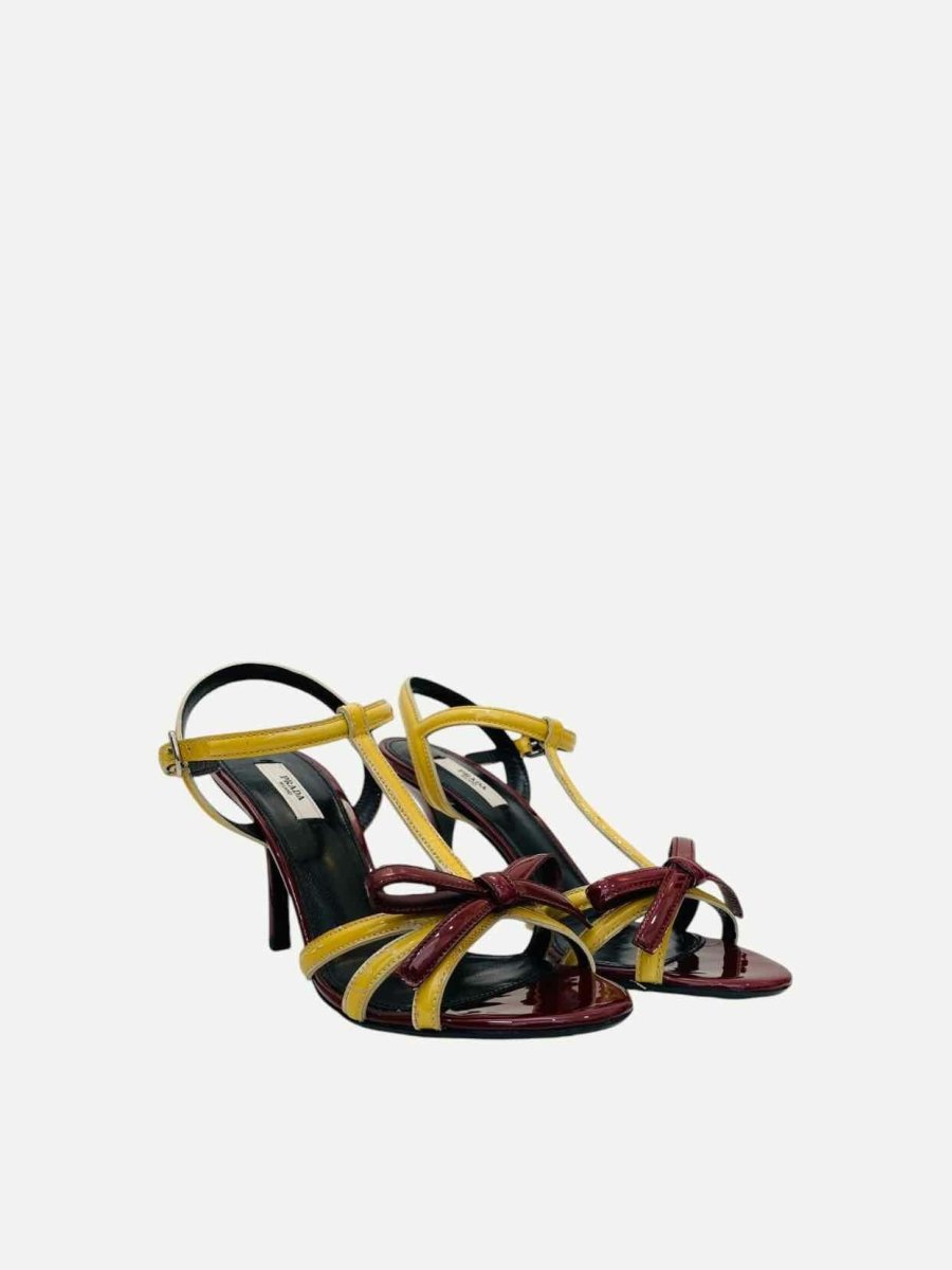 PRADA Yellow & Burgundy Size EU 38 Heeled Sandals