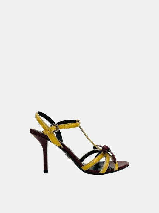 PRADA Yellow & Burgundy Size EU 38 Heeled Sandals