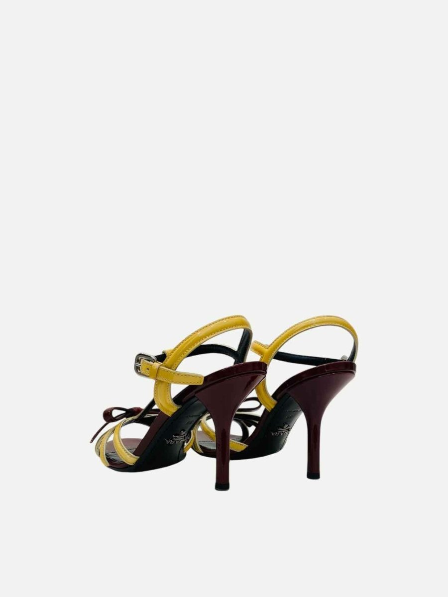 PRADA Yellow & Burgundy Size EU 38 Heeled Sandals