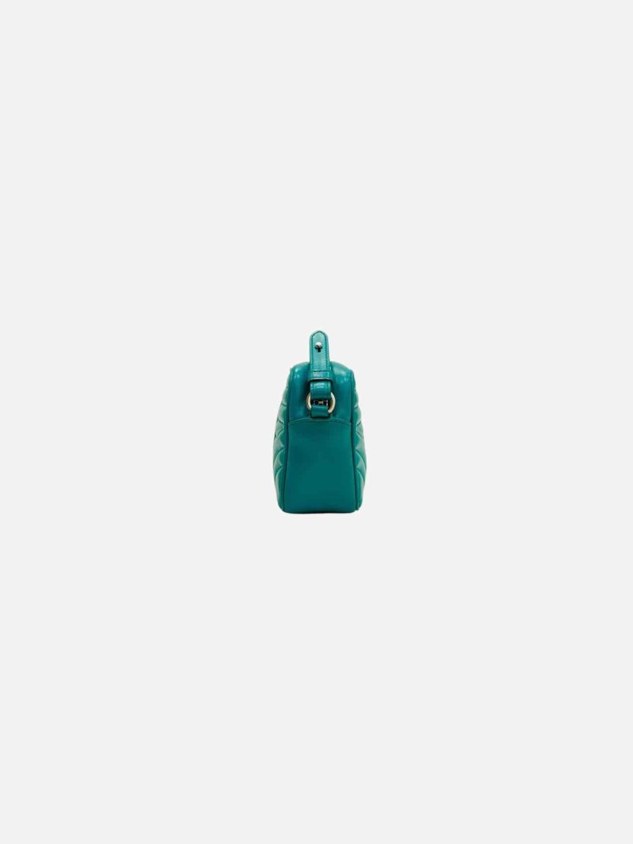PRADA Diagramme Camera Turquoise Quilted Crossbody