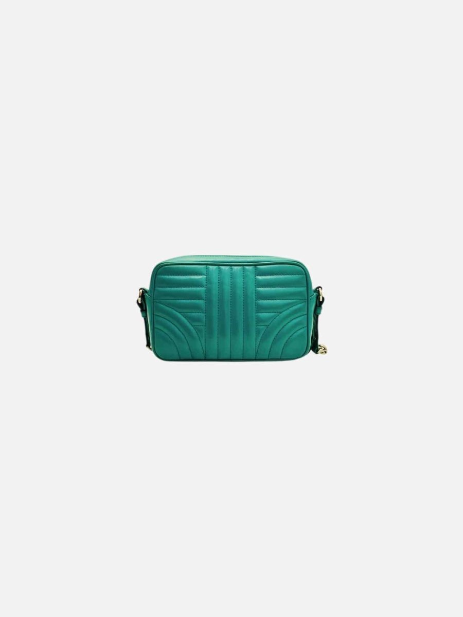 PRADA Diagramme Camera Turquoise Quilted Crossbody