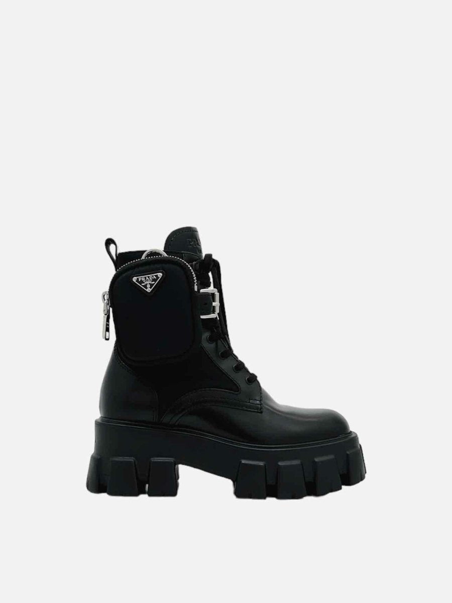 PRADA Monolith w/ Pouch Black Size EU 35 Biker Boots