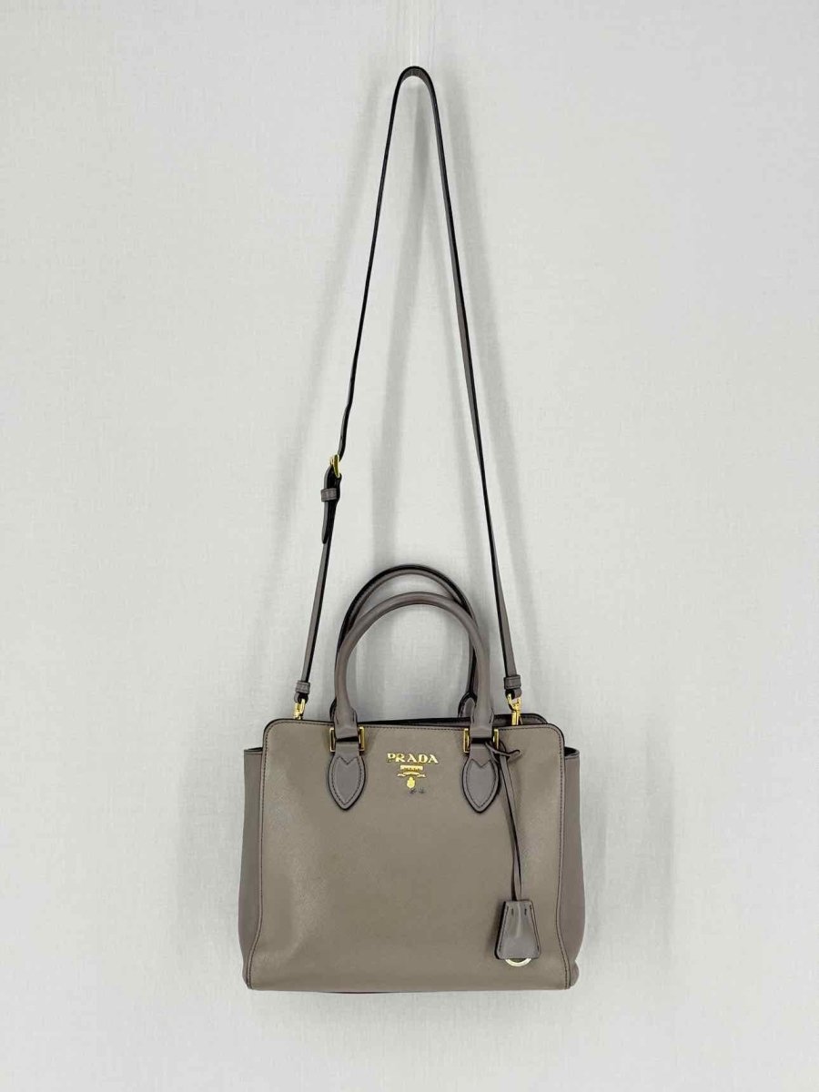 PRADA Saffiano Lux Grey Tote Bag