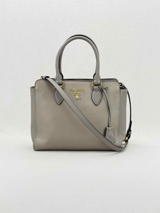 PRADA Saffiano Lux Grey Tote Bag